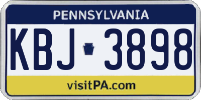 PA license plate KBJ3898
