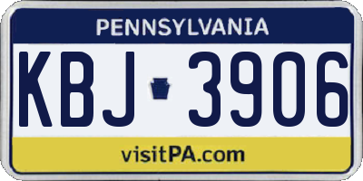 PA license plate KBJ3906