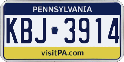 PA license plate KBJ3914