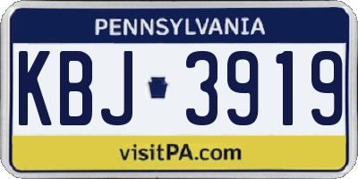 PA license plate KBJ3919