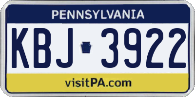PA license plate KBJ3922