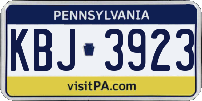 PA license plate KBJ3923