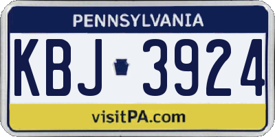 PA license plate KBJ3924