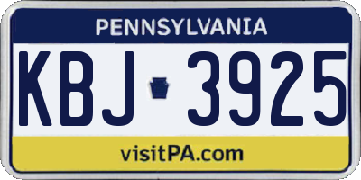 PA license plate KBJ3925