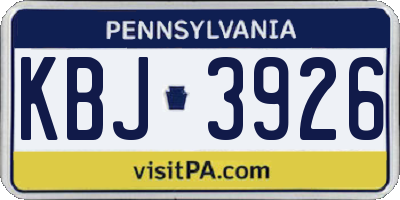 PA license plate KBJ3926