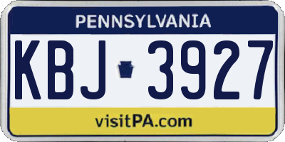 PA license plate KBJ3927