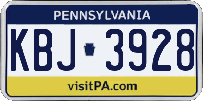 PA license plate KBJ3928