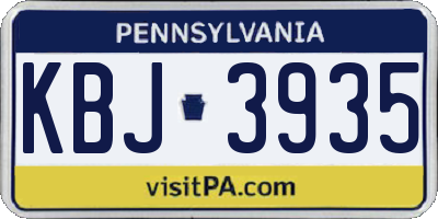 PA license plate KBJ3935