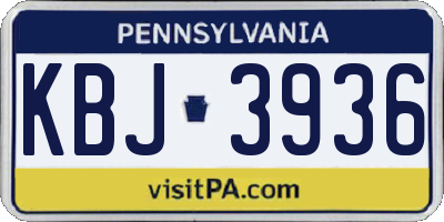 PA license plate KBJ3936