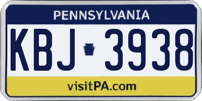 PA license plate KBJ3938
