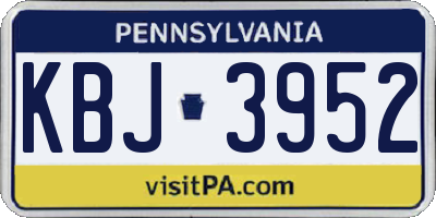 PA license plate KBJ3952
