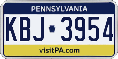 PA license plate KBJ3954