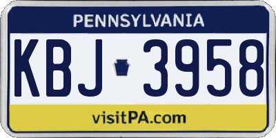 PA license plate KBJ3958