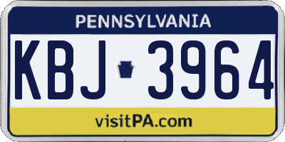 PA license plate KBJ3964