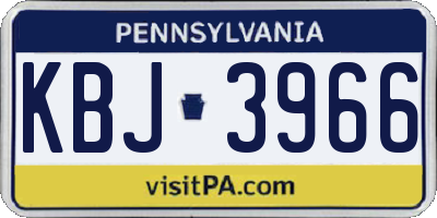 PA license plate KBJ3966