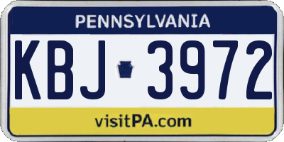 PA license plate KBJ3972