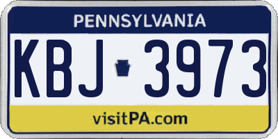 PA license plate KBJ3973