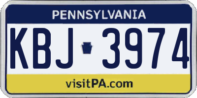 PA license plate KBJ3974