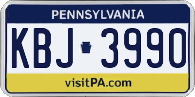 PA license plate KBJ3990