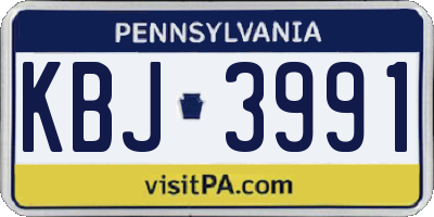 PA license plate KBJ3991