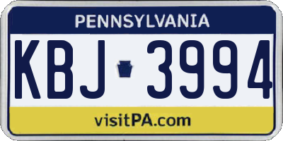 PA license plate KBJ3994