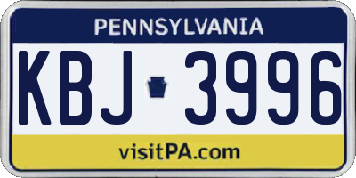 PA license plate KBJ3996