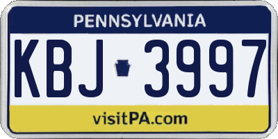 PA license plate KBJ3997