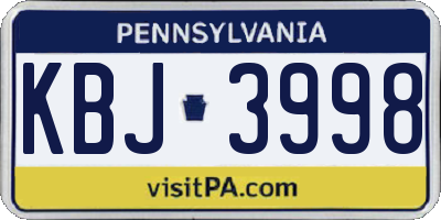 PA license plate KBJ3998