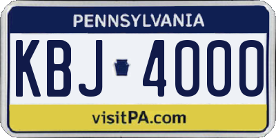 PA license plate KBJ4000