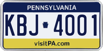 PA license plate KBJ4001
