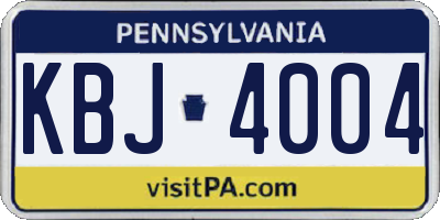 PA license plate KBJ4004