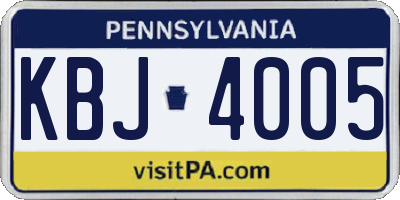 PA license plate KBJ4005