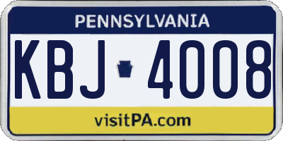 PA license plate KBJ4008