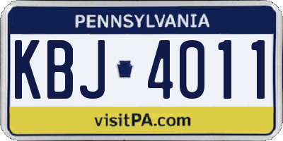 PA license plate KBJ4011