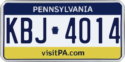 PA license plate KBJ4014
