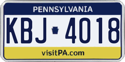 PA license plate KBJ4018