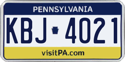 PA license plate KBJ4021