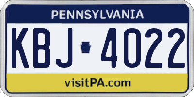 PA license plate KBJ4022