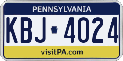 PA license plate KBJ4024