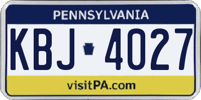 PA license plate KBJ4027