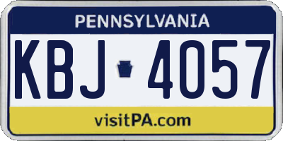 PA license plate KBJ4057