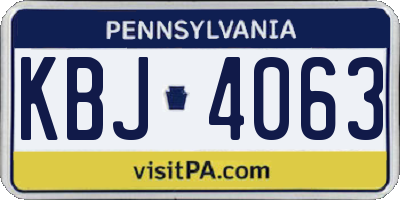 PA license plate KBJ4063