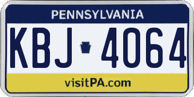 PA license plate KBJ4064