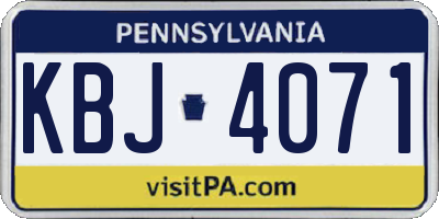 PA license plate KBJ4071