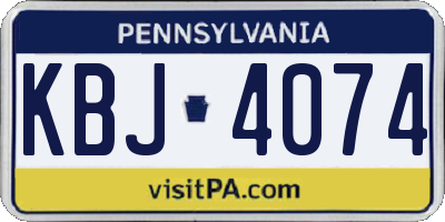 PA license plate KBJ4074
