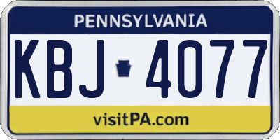 PA license plate KBJ4077