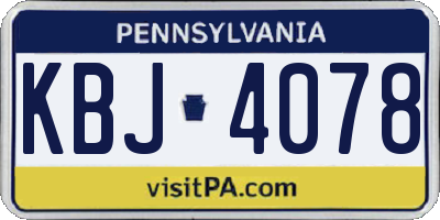 PA license plate KBJ4078