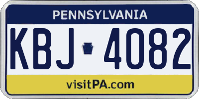 PA license plate KBJ4082