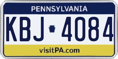 PA license plate KBJ4084
