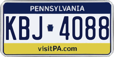 PA license plate KBJ4088